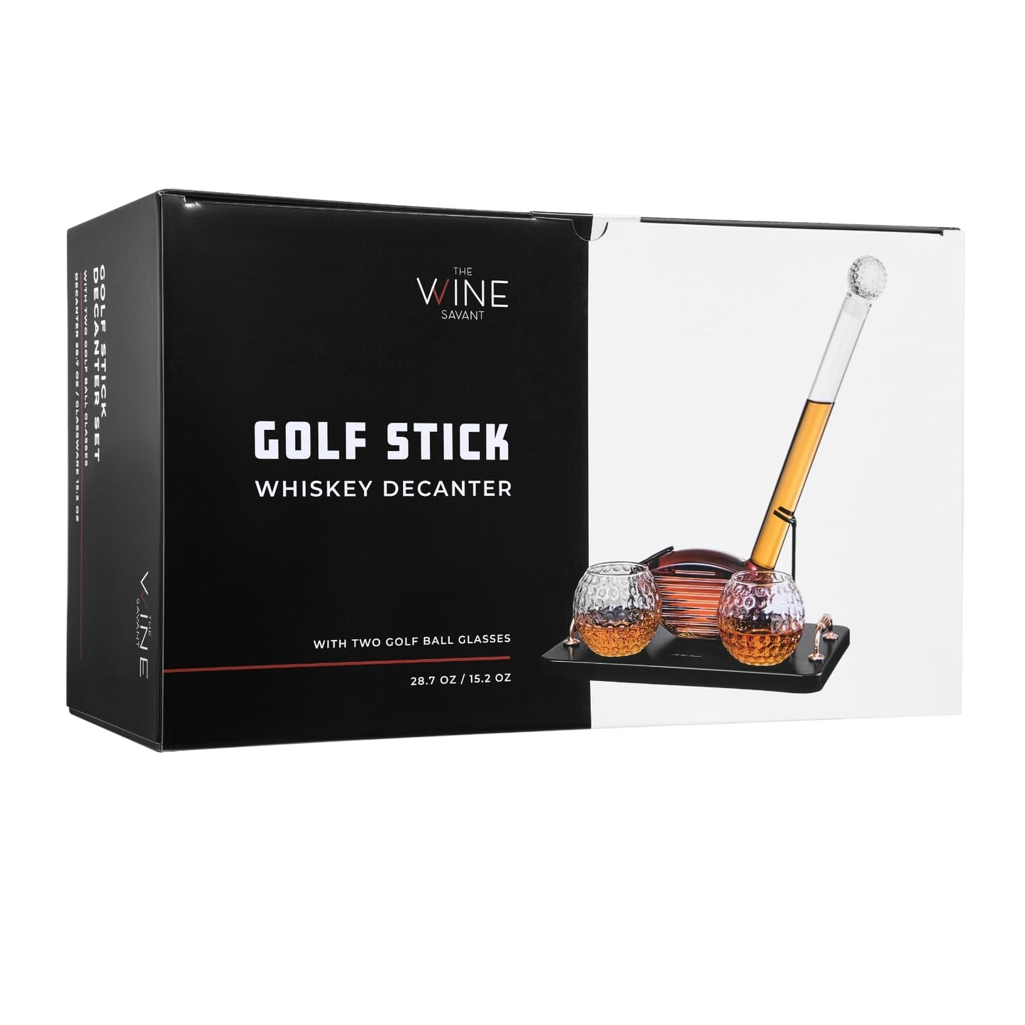Golf Club Whiskey Decanter and 2 Liquor Glasses - 29 OZ Decanter & 15 OZ Glass Set - Golf Stick Gifts for Men, Unique Liquor Decanter Set - Bourbon, Scotch Decanter for Alcohol, Golfer Gifts for Dad