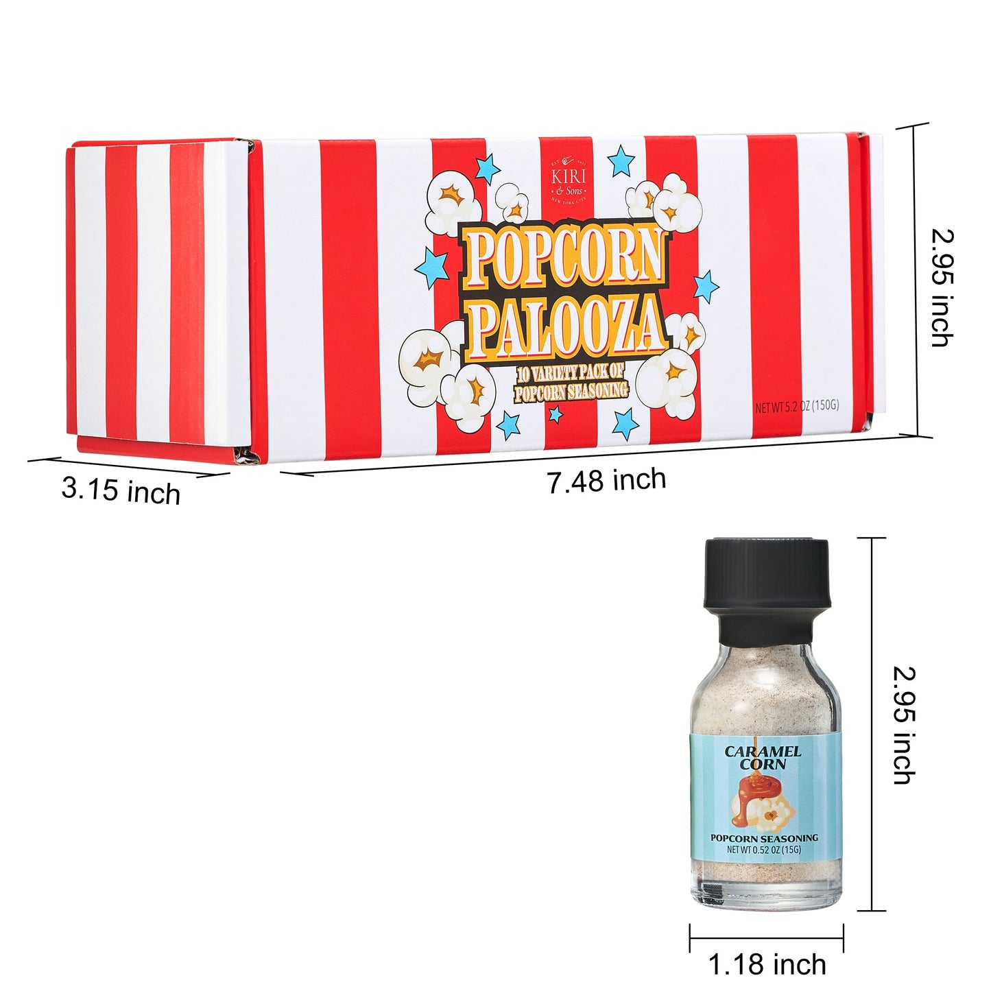 Gourmet Popcorn Seasoning Sampler Kit, 10 Flavor Variety Pack - Including Kettle Corn, Garlic Parmesan, Bacon Cheddar, Caramel, Butter, White Cheddar, Ranch, Spicy Jalapeño, Movie Night
