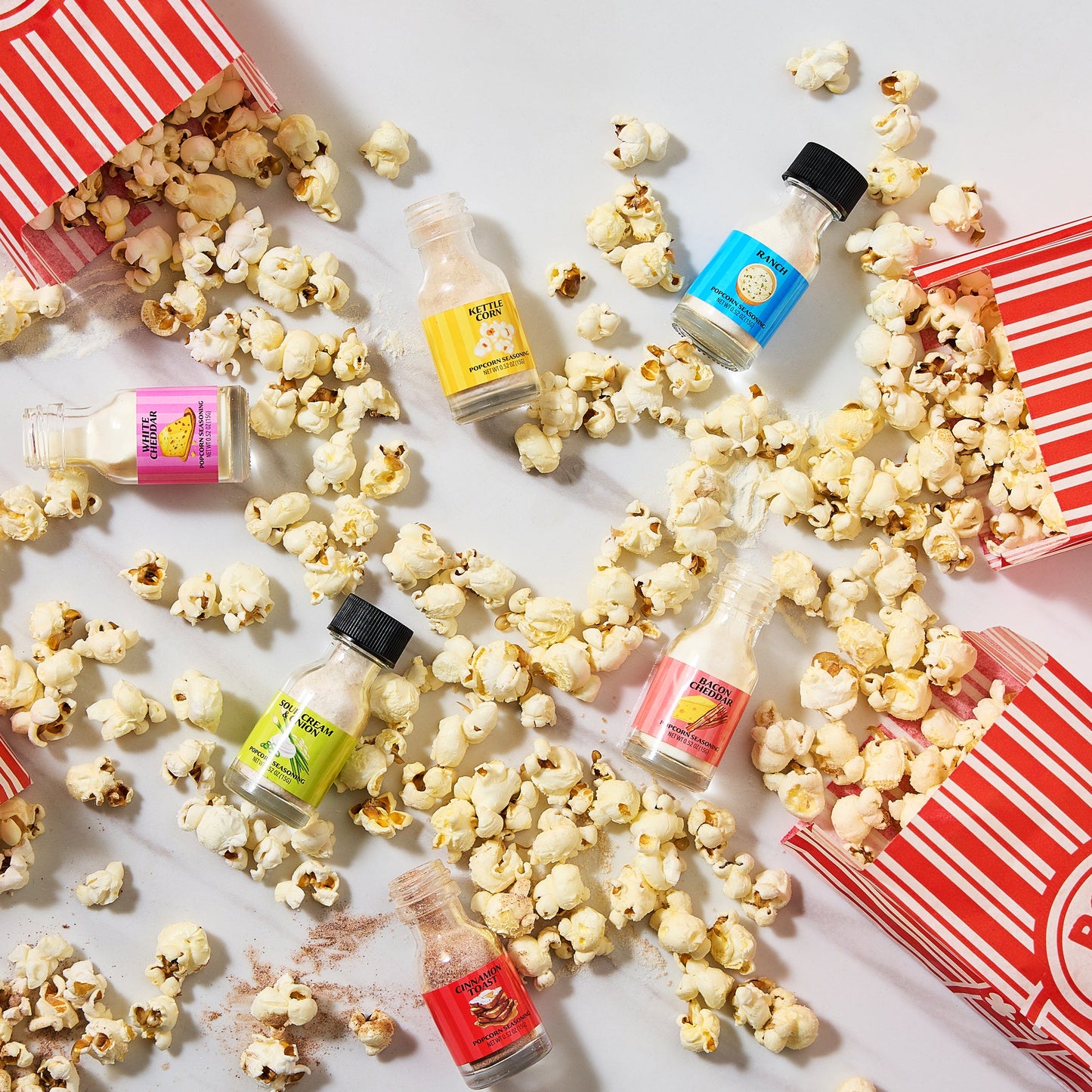 Gourmet Popcorn Seasoning Sampler Kit, 10 Flavor Variety Pack - Including Kettle Corn, Garlic Parmesan, Bacon Cheddar, Caramel, Butter, White Cheddar, Ranch, Spicy Jalapeño, Movie Night