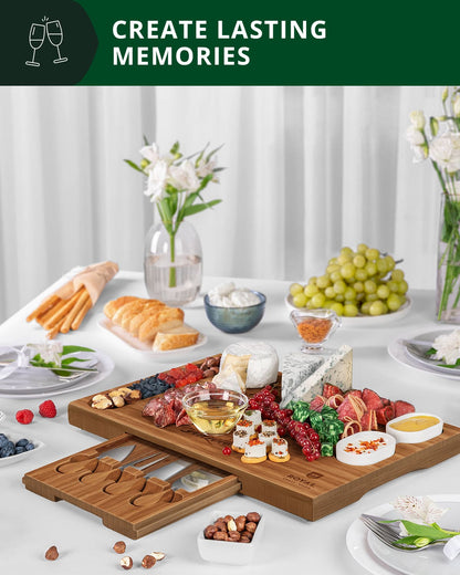 Cheese Board Set w/knives, 16.5“x11”, Brown