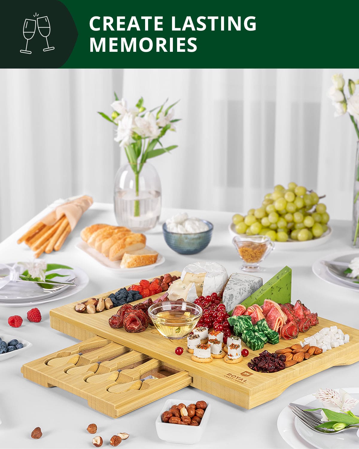 Cheese Board w/knives, 16.5"x11"