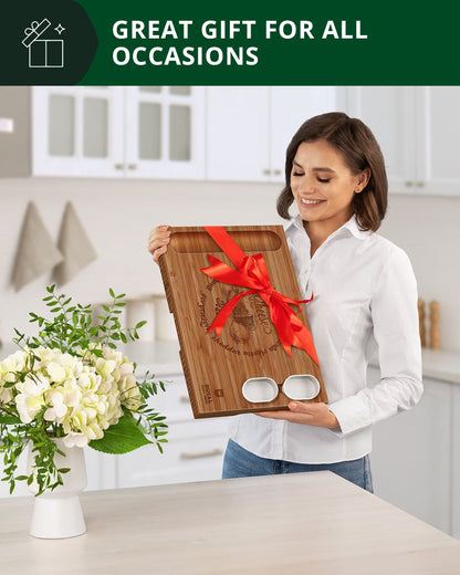 Cheese Board Set w/knives, 16.5“x11”, Brown