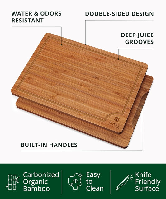 Cutting Board Set of 3, Bamboo, Brown