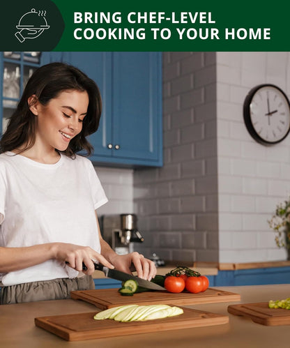 Cutting Board Set of 3, Bamboo, Brown