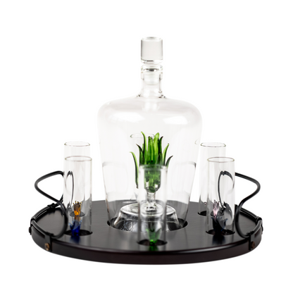 Tequila Decanter Tequila Glasses Set with Agave Decanter and 6 Agave Shot Glass With Stand, Perfect for Gifts for Tequila Lovers, 750mL Bottle, 3 OZ Shot Glass Party Decorations Cinco De Mayo (Agave)