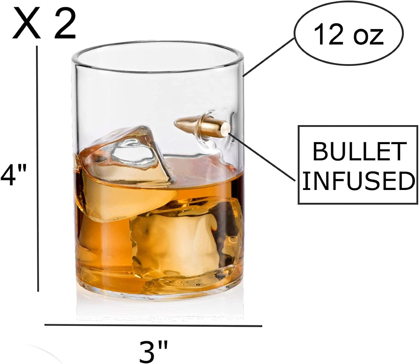 Set of 2 bullet whiskey glasses